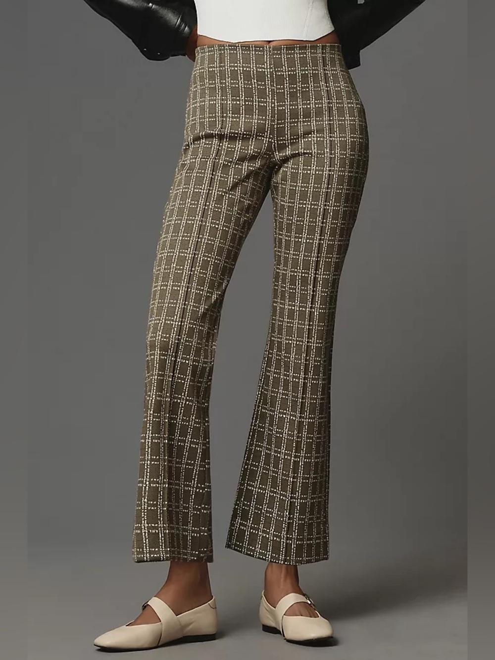 Maeve Anthropologie The Margot Kick-Flare Cropped Pants size medium green